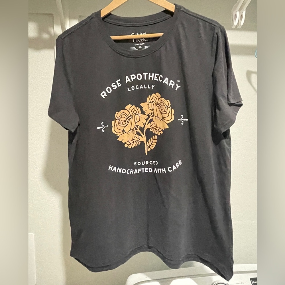 Schitts Creek Black Graphic T-Shirt with Rose Design